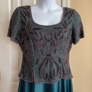 Beaded Emerald Evening Dress